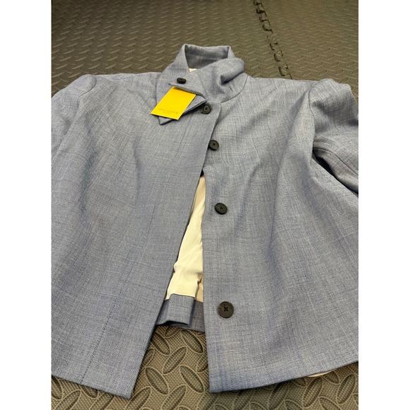 NWT MM LaFleur Nicky 1.0 Jacket Women L Indigo White Sharkskin Cropped Blazer - Picture 7 of 13